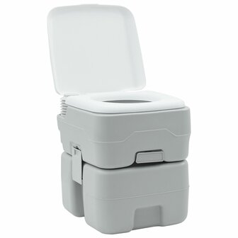 Draagbaar Toilet Grijs &amp; Wit Plastic 20 L