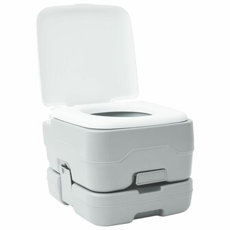 Draagbaar Campingtoilet Grijs met 10L Schoon Water en 10L Afvaltank