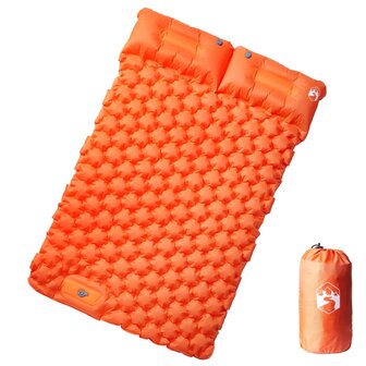 Kampeermatras met kussens zelfopblazend 2-persoons oranje