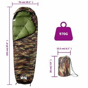 Slaapzak mummie voor volwassenen camping 3 seizoenen