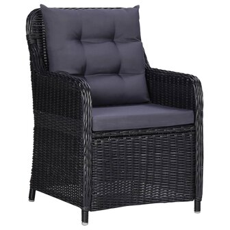 11-delige Tuinset poly rattan zwart
