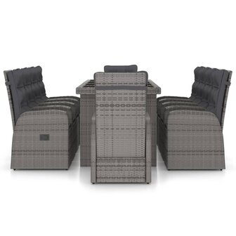 11-delige Tuinset met kussens poly rattan grijs
