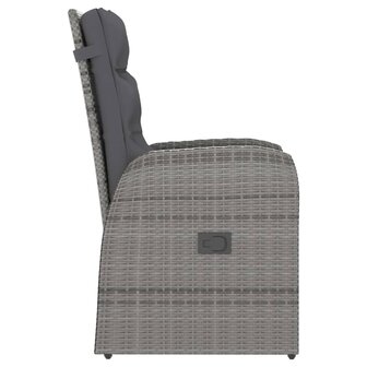 11-delige Tuinset met kussens poly rattan grijs