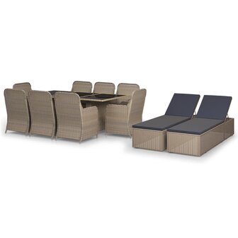 11-delige Tuinset poly rattan bruin