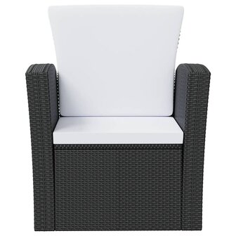 16-delige Loungeset met kussens poly rattan zwart
