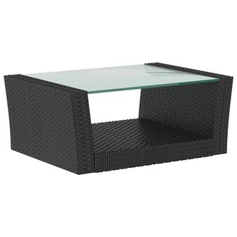 16-delige Loungeset met kussens poly rattan zwart