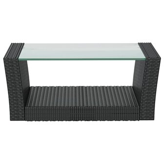16-delige Loungeset met kussens poly rattan zwart