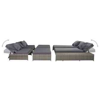 5-delige Loungeset met kussens poly rattan grijs