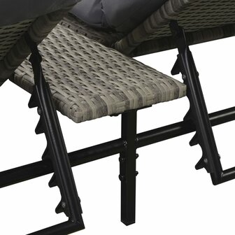 5-delige Loungeset met kussens poly rattan grijs