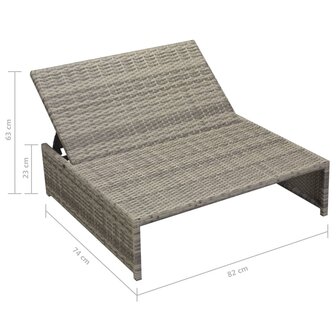5-delige Loungeset met kussens poly rattan grijs
