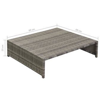5-delige Loungeset met kussens poly rattan grijs