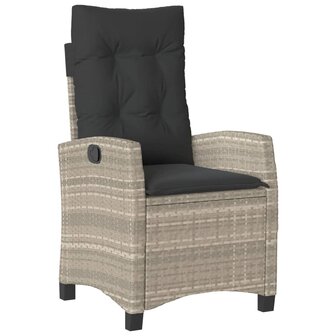 7-delige Tuinset met kussens poly rattan grijs