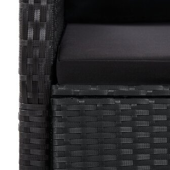 11-delige Tuinset met kussens poly rattan zwart
