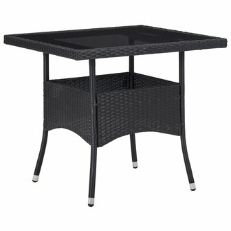 3-delige Tuinset poly rattan en acaciahout zwart