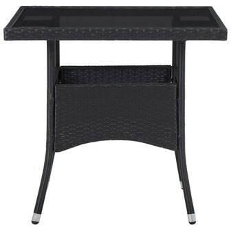 3-delige Tuinset poly rattan en acaciahout zwart