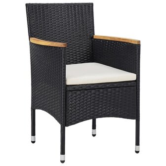 3-delige Tuinset poly rattan en acaciahout zwart