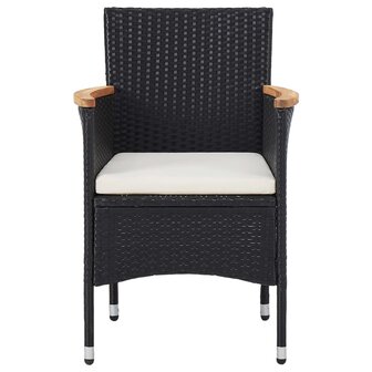3-delige Tuinset poly rattan en acaciahout zwart