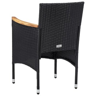 3-delige Tuinset poly rattan en acaciahout zwart