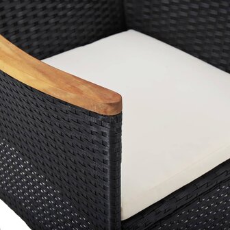 3-delige Tuinset poly rattan en acaciahout zwart