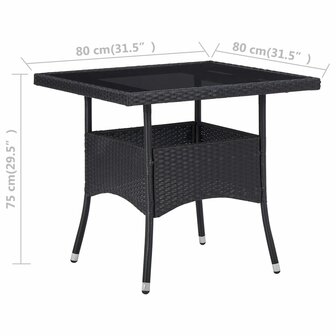 3-delige Tuinset poly rattan en acaciahout zwart