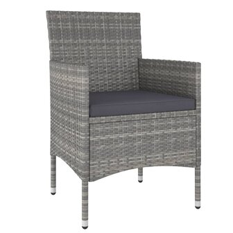 5-delige Bistroset poly rattan en gehard glas grijs