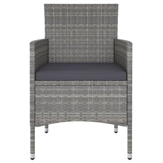 5-delige Bistroset poly rattan en gehard glas grijs