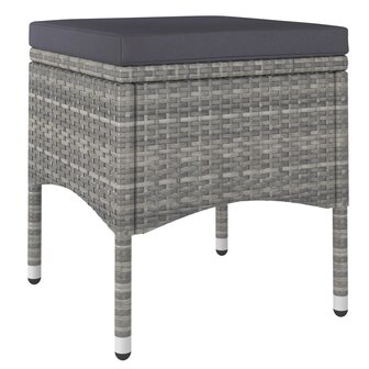 5-delige Bistroset poly rattan en gehard glas grijs