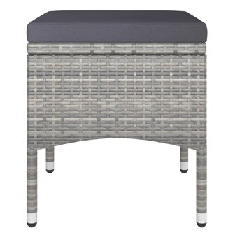 5-delige Bistroset poly rattan en gehard glas grijs