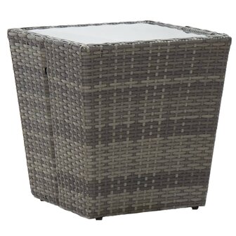 5-delige Bistroset poly rattan en gehard glas grijs