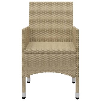 3-delige Bistroset poly rattan en gehard glas beige