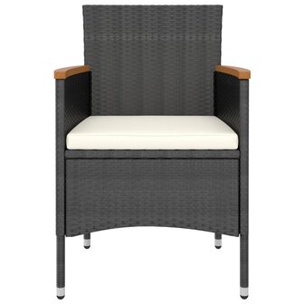 5-delige Bistroset poly rattan en gehard glas zwart