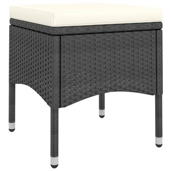 5-delige Bistroset poly rattan en gehard glas zwart