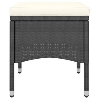 5-delige Bistroset poly rattan en gehard glas zwart