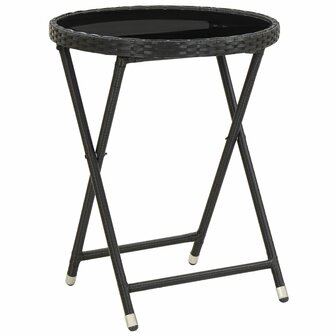 5-delige Bistroset poly rattan en gehard glas zwart