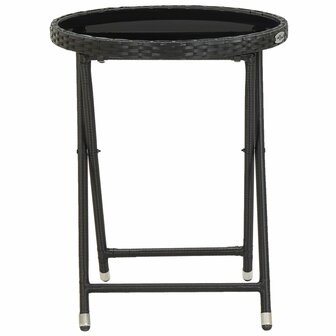 5-delige Bistroset poly rattan en gehard glas zwart