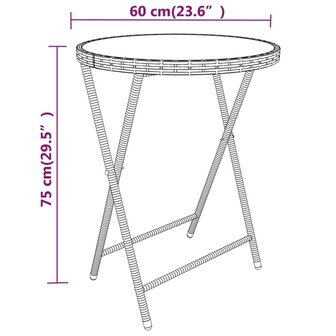 5-delige Bistroset poly rattan en gehard glas zwart