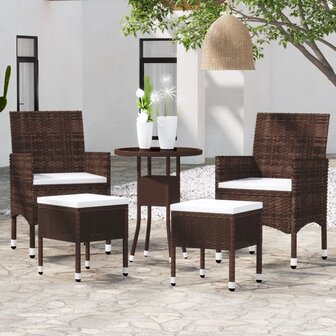 5-delige Loungeset poly rattan bruin