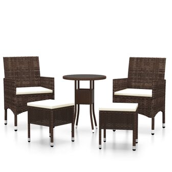 5-delige Loungeset poly rattan bruin