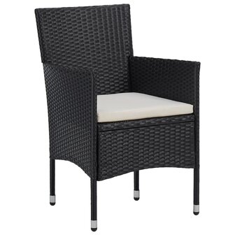 3-delige Tuinset poly rattan zwart