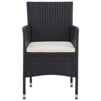 3-delige Tuinset poly rattan zwart