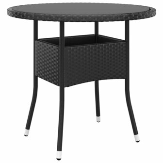 3-delige Tuinset poly rattan zwart