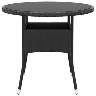 3-delige Tuinset poly rattan zwart