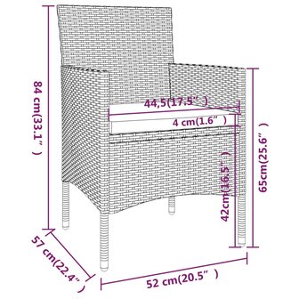 3-delige Tuinset poly rattan zwart