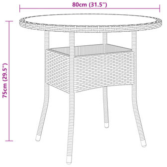 3-delige Tuinset poly rattan zwart