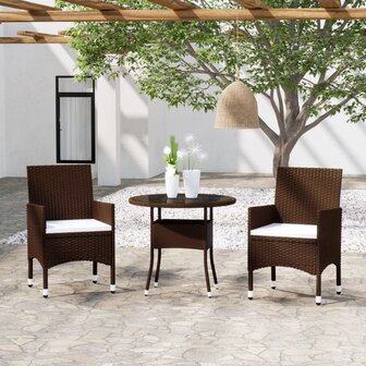 3-delige Tuinset poly rattan bruin