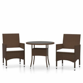 3-delige Tuinset poly rattan bruin