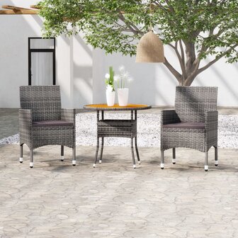 3-delige Tuinset poly rattan grijs