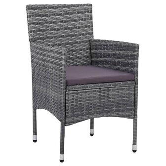 3-delige Tuinset poly rattan grijs