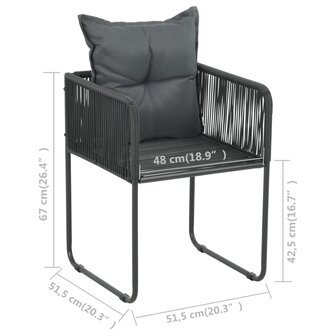 3-delige Tuinset PVC-rattan zwart