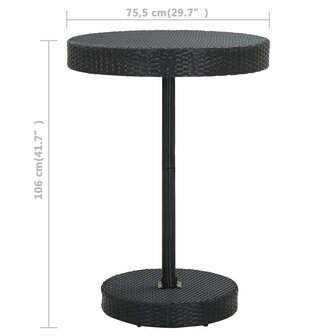 5-delige Tuinbarset met kussens poly rattan zwart